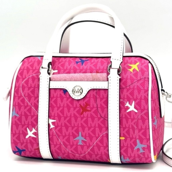 Michael Kors Small Travel Duffle Xbody Bag Dragon Fruit Multi - Picture 1 of 10